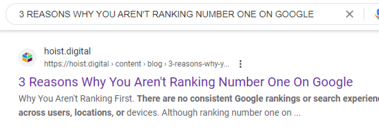 3 Reasons Why You Aren't Ranking Number One On Google