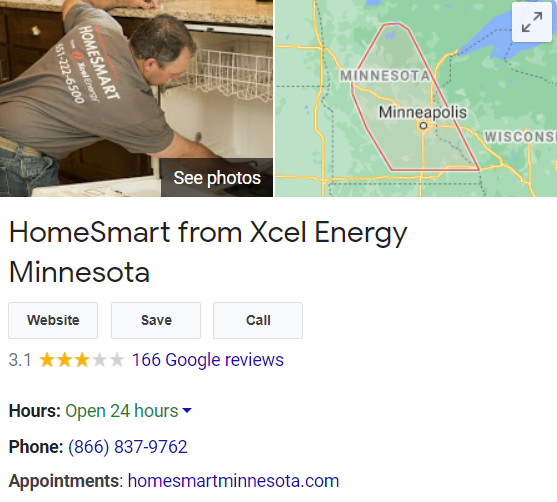Google Business Profile for HomeSmart from Xcel Energy