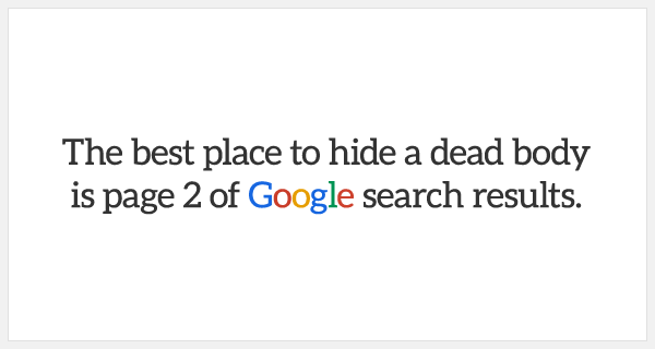best place to hide a dead body is Google page 2