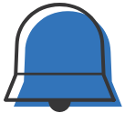 outline of a bell with a blue colored shade