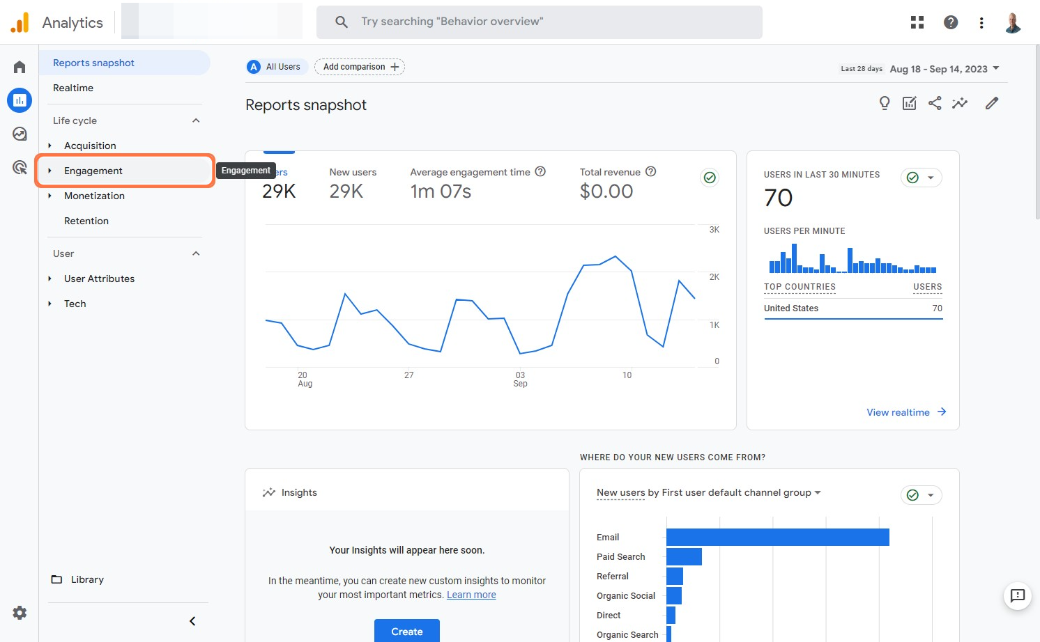 How to grow your business with Google Analytics Engagement Click on Engagement