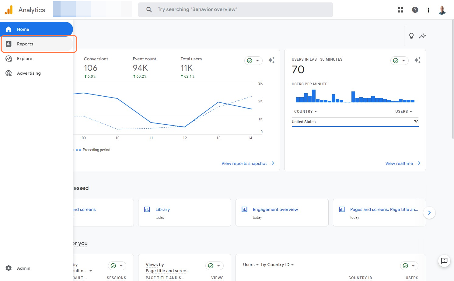 How to grow your business with Google Analytics Engagement Click on Reports