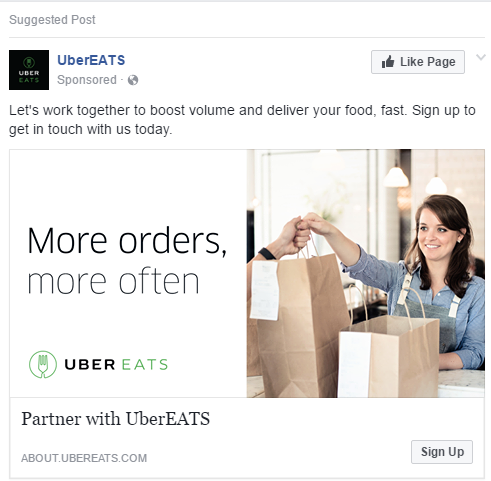 Uber Eats Facebook Ad